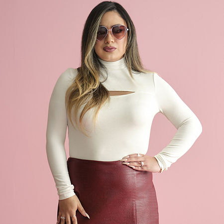 Bold Elements x Ally Brooke Womens Long Sleeve Keyhole Neck Mock Neck Top