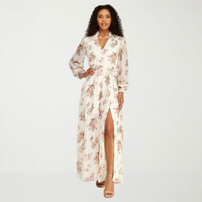 Premier Amour Womens Long Sleeve Floral Maxi Dress