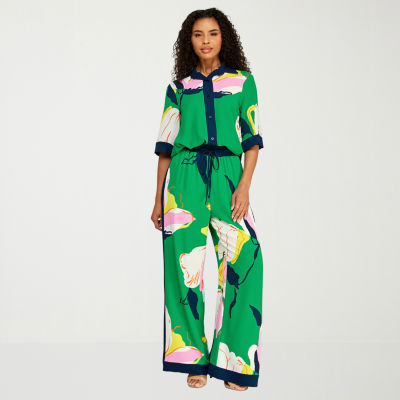 Premier Amour Womens Straight Drawstring Floral Pant