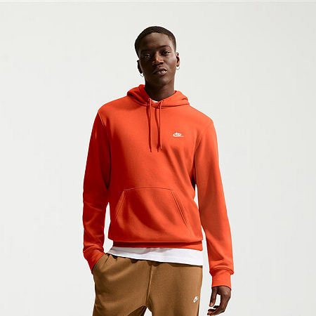 Nike Club Mens Long Sleeve Fleece Active Hoodie, Small, Orange