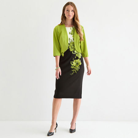 Maya Brooke Womens Floral Jacket Dress