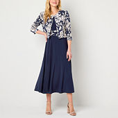 slim fit dress slacks Lace Fit-and-Flare Dress With Overskirt main image 0