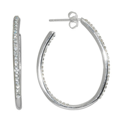 Sparkle Allure Womens Crystal 34mm Hoop Earrings
