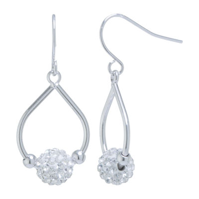 Sparkle Allure Crystal Pure Silver Over Brass Pear Drop Earrings