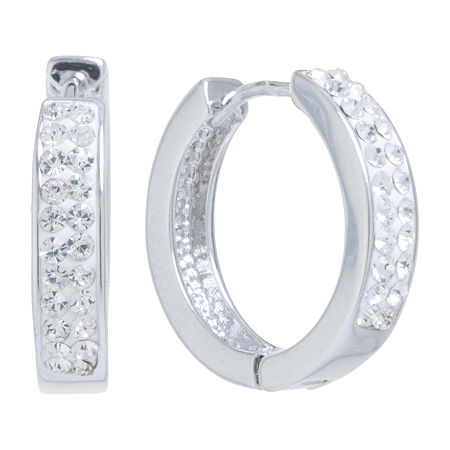 Sparkle Allure Womens Crystal 17mm Round Hoop Earrings In Metallic