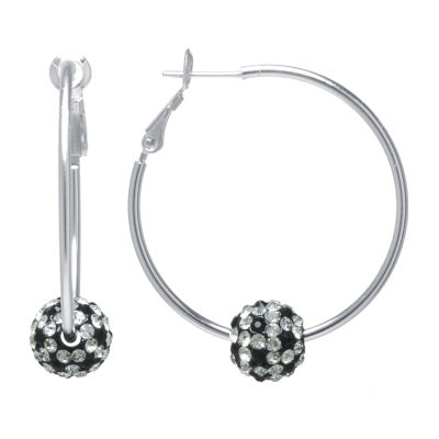 Sparkle Allure Womens Crystal 38.1mm Round Hoop Earrings