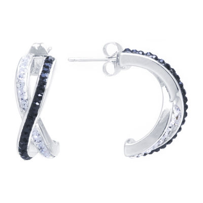 Sparkle Allure Crystal Pure Silver Over Brass Hoop Earrings JCPenney