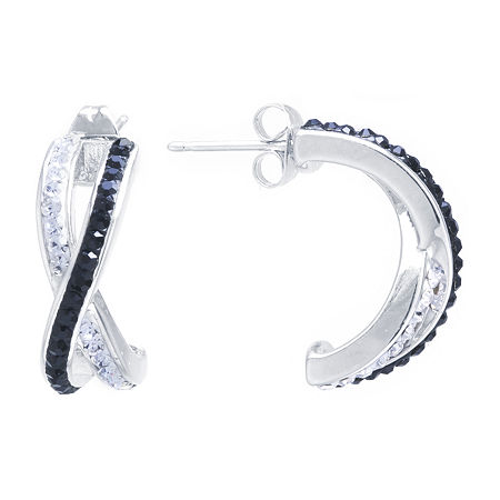 Sparkle Allure Womens Black Crystal 20.5mm Hoop Earrings, One Size