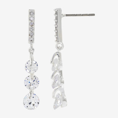 Sparkle Allure Womens Cubic Zirconia Pure Silver Over Brass Drop Earrings