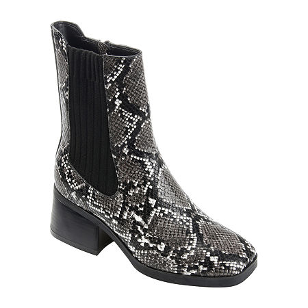 Journee Collection Womens Desree Stacked Heel Booties, 6 Medium, Gray