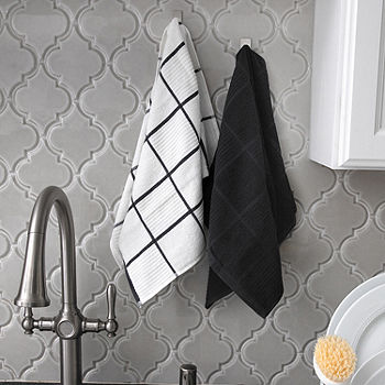 T-Fal Solid & Check Parquet 2-pc. Kitchen Towel, Color: Gray - JCPenney