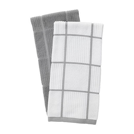 T-Fal Solid & Check Parquet 2-pc. Kitchen Towel, One Size, Gray