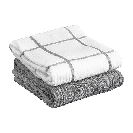 T-Fal Solid & Check Parquet 2-pc. Kitchen Towel, One Size, Gray