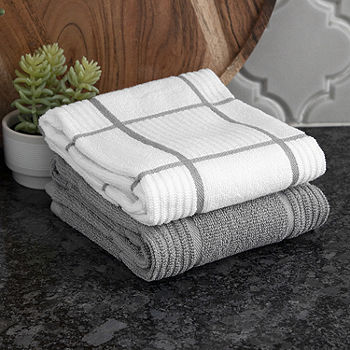 Food Network 2 Kitchen Towels Grey and White