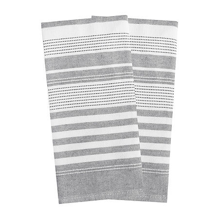 T-Fal Dual Terry Stripe 2-pc. Kitchen Towel, One Size, Gray