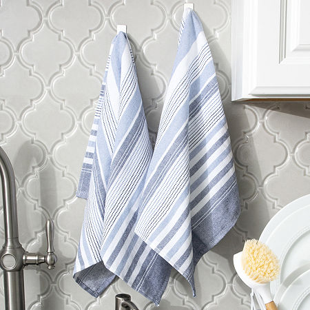 T-Fal Dual Terry Stripe 2-pc. Kitchen Towel, One Size, Blue