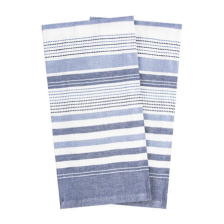 T-Fal Dual Terry Stripe 2-pc. Kitchen Towel, One Size, Blue