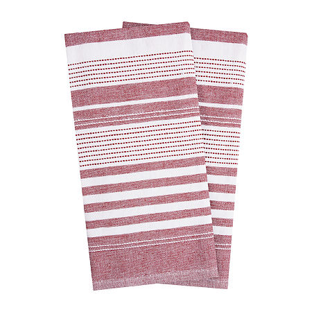 T-Fal Dual Terry Stripe 2-pc. Kitchen Towel, One Size, Red