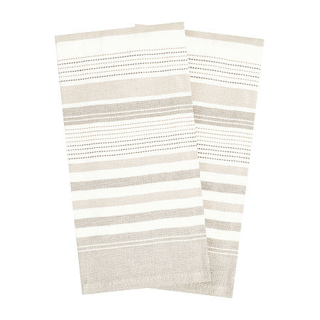 T-Fal Dual Terry Stripe 2-pc. Kitchen Towel, One Size, Beige