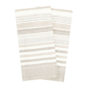 T-Fal Dual Terry Stripe Toast 2-pc. Kitchen Towel, Color: Toast - JCPenney
