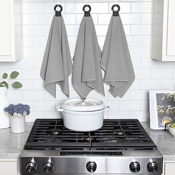 Ritz Hook and Hang Woven Kitchen Towel, Set of 2 - Titanium