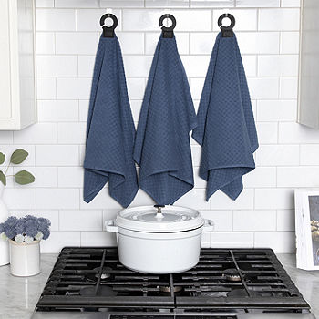 Ritz Hook and Hang Woven Kitchen Towel, Set of 2 - Titanium