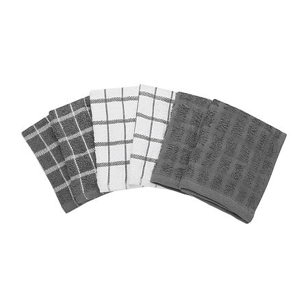 Ritz Terry 6-pc. Solid And Check Dish Cloth Set, One Size, Gray