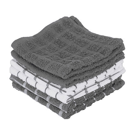 Ritz Terry 6-pc. Solid And Check Dish Cloth Set, One Size, Gray