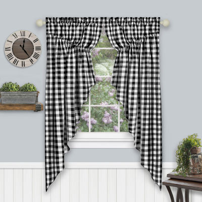 Achim Buffalo Check Gathered Swagger Rod Pocket Light-Filtering Set of 2 Curtain Panels