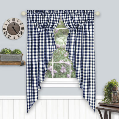 Achim Buffalo Check Gathered Swagger Rod Pocket Light-Filtering Set of 2 Curtain Panel
