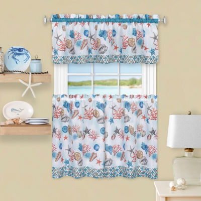 Achim Coastal 3-pc. Rod Pocket Kitchen Curtain Window Set