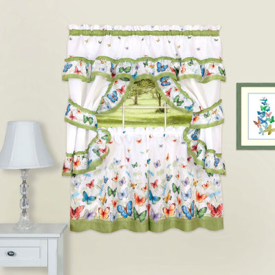 Achim Butterflies 3-pc. Rod Pocket Kitchen Curtain Window Set