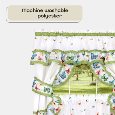 Achim Butterflies 3-pc. Rod Pocket Kitchen Curtain Window Set