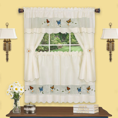 Achim Daisy Meadow 3-pc. Rod Pocket Kitchen Curtain Window Set
