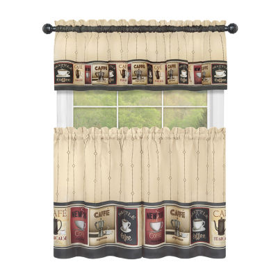 Achim Cozy Cafe 3-pc. Rod Pocket Kitchen Curtain Window Set