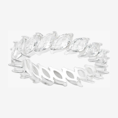 Sparkle Allure Womens 5MM Cubic Zirconia Pure Silver Over Brass Marquise Eternity Band