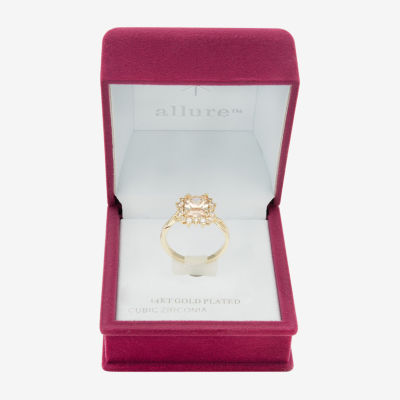 Sparkle Allure Twisted Cubic Zirconia 14K Gold Over Brass Halo Cocktail Ring