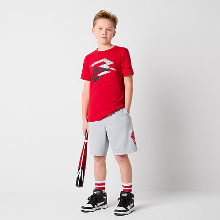 Nike 3BRAND by Russell Wilson Big Boys Crew Neck Short Sleeve Graphic T-Shirt, Medium, Red
