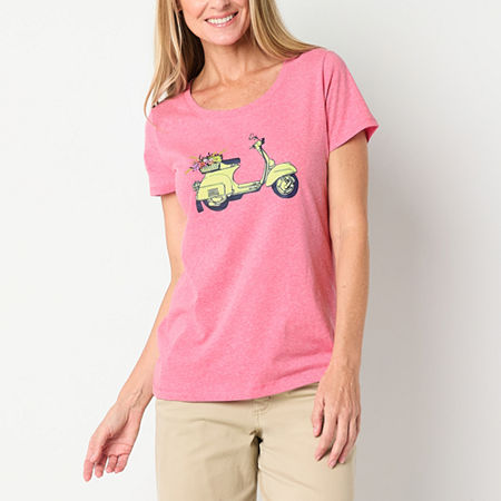 St. John's Bay Womens Crew Neck Short Sleeve Tall T-Shirt, Large Tall, Pink