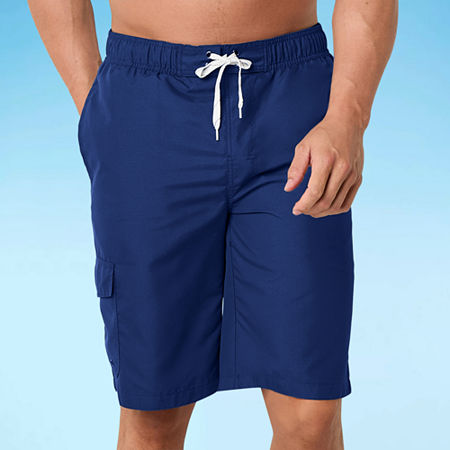 St. John's Bay Mens Drawstring Waist Swim Trunks Big and Tall, Large Tall, Blue