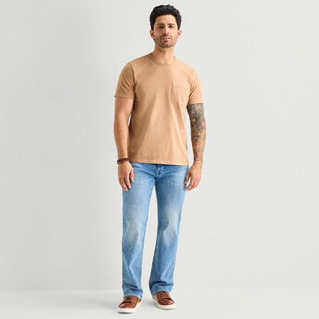 mutual weave Sueded Jersey Mens Crew Neck Short Sleeve T-Shirt, Small, Brown