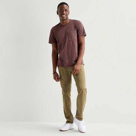 mutual weave Sueded Jersey Mens Crew Neck Short Sleeve T-Shirt, Large, Brown