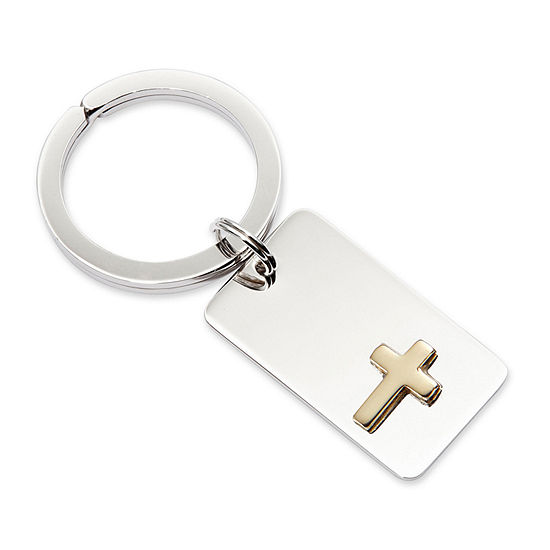 Personalized Key Ring with Gold-Tone Cross