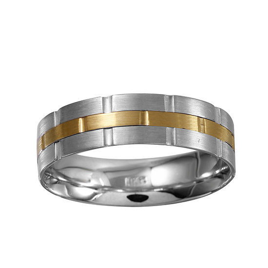 Mens 5mm 10K Two-Tone Gold Wedding Band