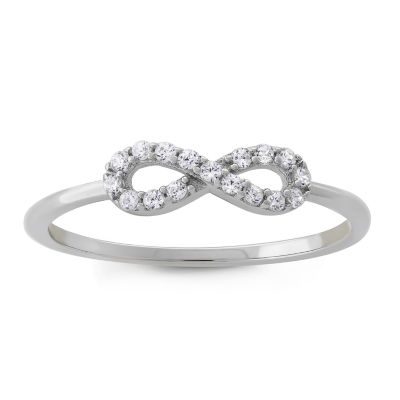 DiamonArt® Womens 1/5 CT. T.W. Lab Created White Cubic Zirconia Sterling Silver Infinity Stackable Ring