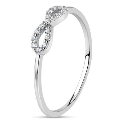 DiamonArt® Womens 1/5 CT. T.W. Lab Created White Cubic Zirconia Sterling Silver Infinity Stackable Ring