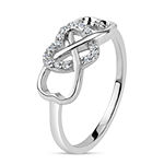 DiamonArt® 3MM 1/5 CT. T.W. Lab Created White Cubic Zirconia Sterling Silver Heart Band