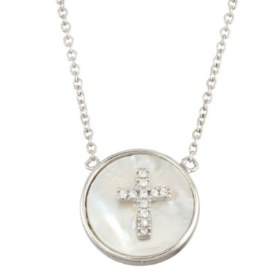 DiamonArt® Womens / CT. T.W. White Cubic Zirconia Sterling Silver Cross Pendant Necklace