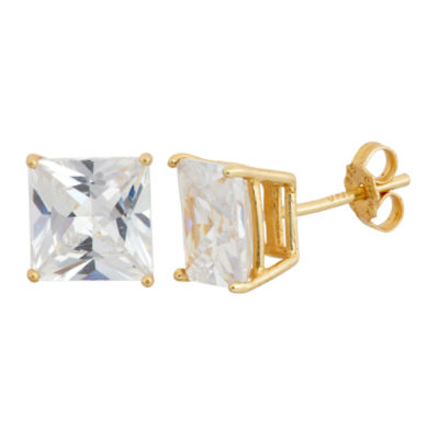 DiamonArt® White Cubic Zirconia 18K Gold Over Silver 8mm Stud Earrings