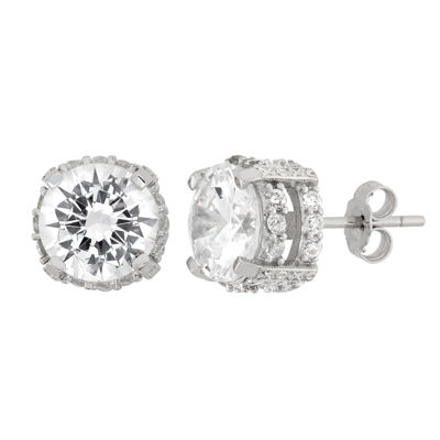 DiamonArt® White Cubic Zirconia Sterling Silver 9mm Stud Earrings